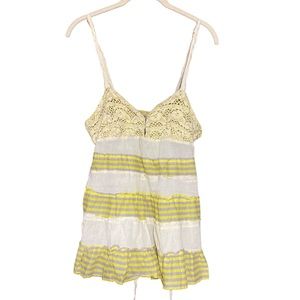 Free People Crochet Stripe Tiered Cami Tank Top